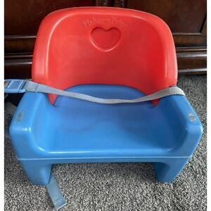 Vtg 1990's Fisher Price Grow With Me Booster Chair Seat Strap Toddler Red Blue